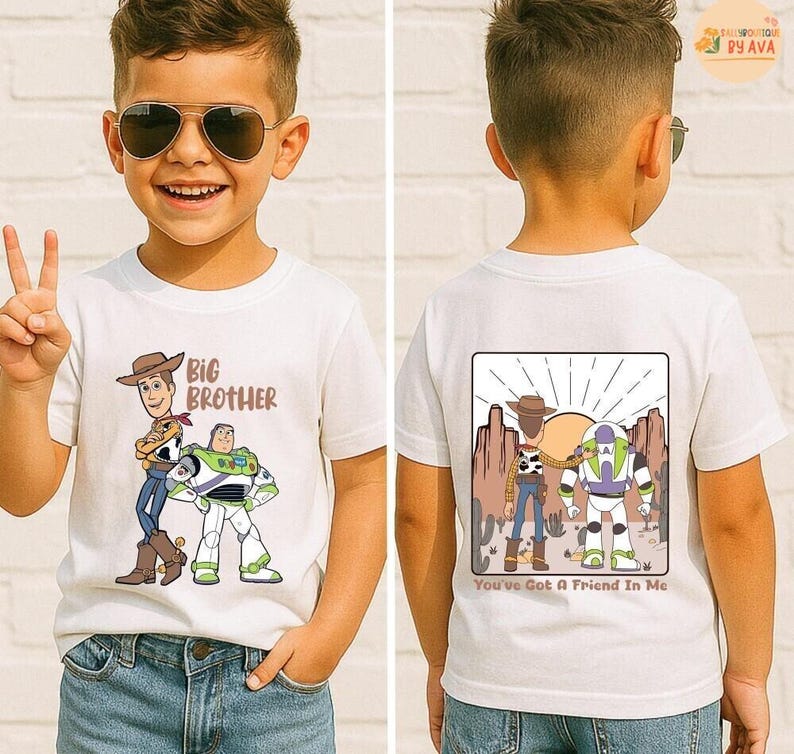 Toy Story Brothers Shirt, Disneyland Big and Little Bro Matching Tee, Woody Buzz Lightyear Family Sweatshirt, Toy Story Siblings Gift immagine 4