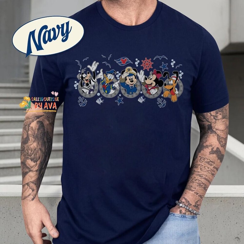 Disneyland Cruise Shirt, Mickey and Friends Nautical Tee, Comfort Colors Disneyland Vacation Top, Cruise Group Shirt, Disneyland Family Gift zdjęcie 4