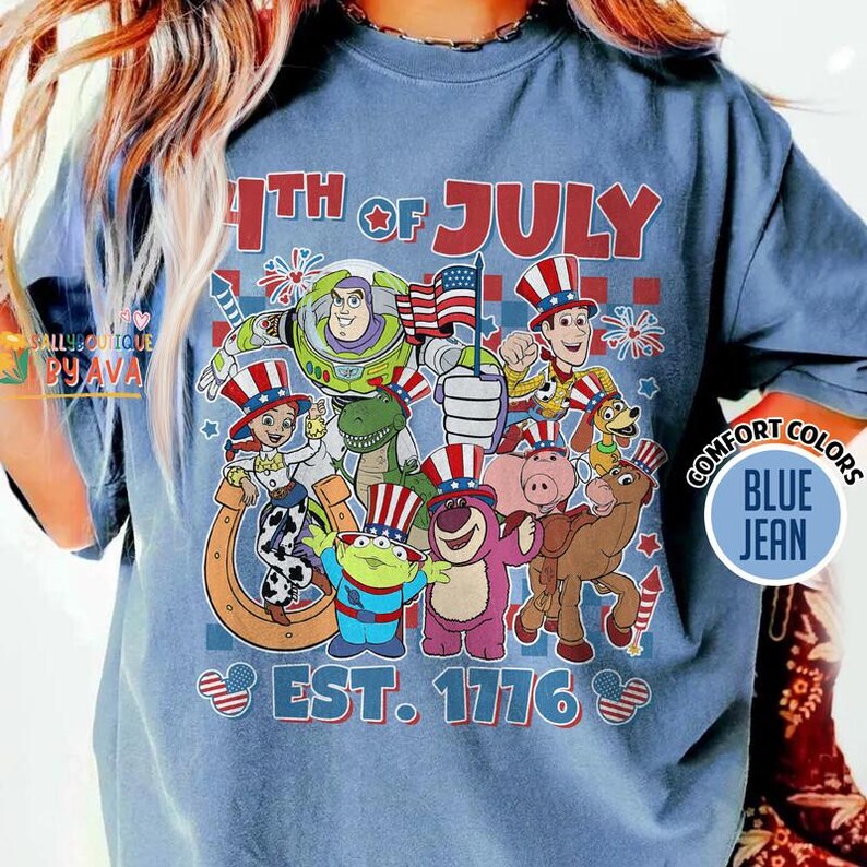 Chemise rétro Toy Story 4 juillet, chemise Toy Story USA 250e anniversaire, chemise Pixar Toy Story 4 juillet, fête de l'indépendance de Disneyland image 2