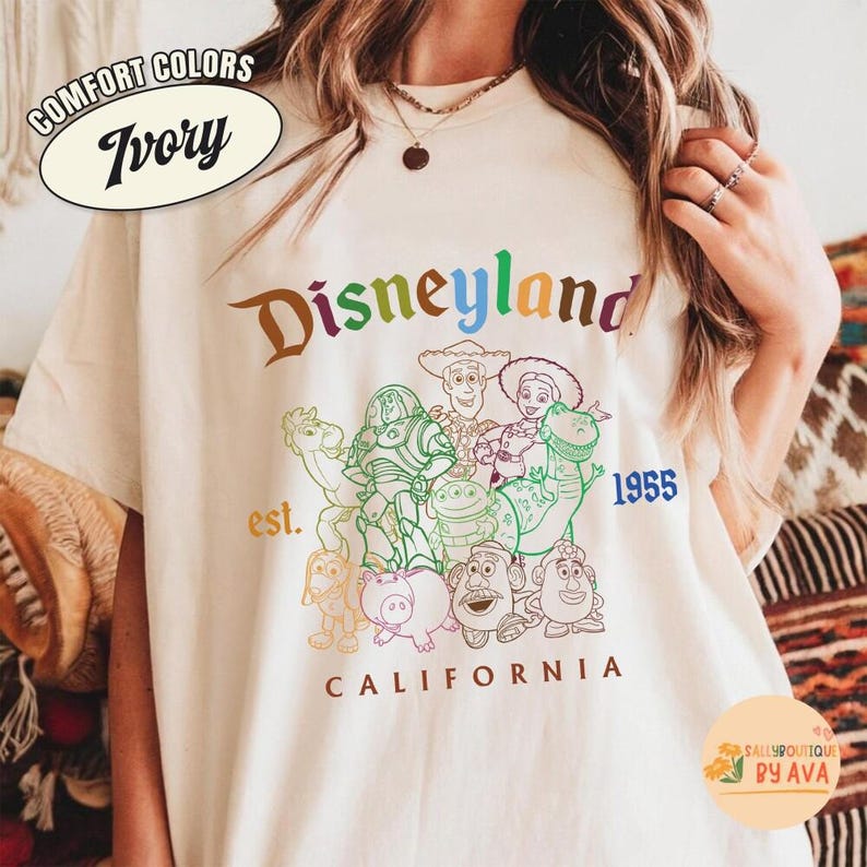 Disneyland Toy Story Est 1955 California Shirt, Disneyland Retro Toy Story Characters Shirt, Woody, Buzz, Jessie, Bo Peep Group Matching Tee image 1