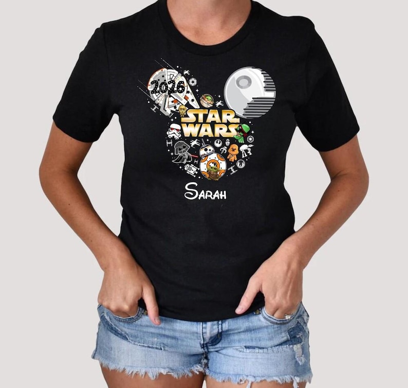 Custom Disneyland Starwars 2026 Trip Shirts, Disneyland Starwars Mickey Ear Shirt, Starwars Family Matching Birthday Shirts, Couple Shirts image 3