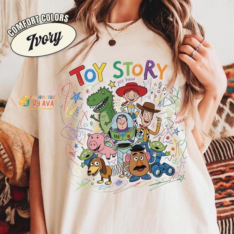 Toy Story You've Got a Friend in Me Shirt, Childlike Drawing Woody Buzz Tee, You've Got a Friend in Me, Disneyland Family Trip Tee image 1