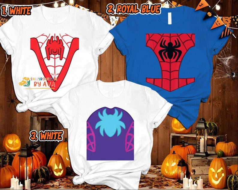 Spidey and His Amazing Friends Costume Halloween Shirt, Superhero Spidey Man Costume Shirt, Halloween Party Group Shirt image 1