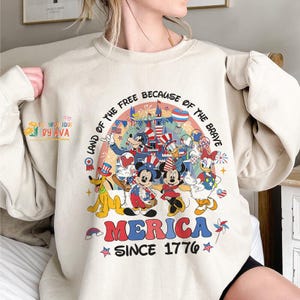 Land Of The Free Because Of The Brave Mickey and friends Happy 4th of July Shirt, Disneyland Patriotic Shirt, Independence Day, 250th Shirt image 5