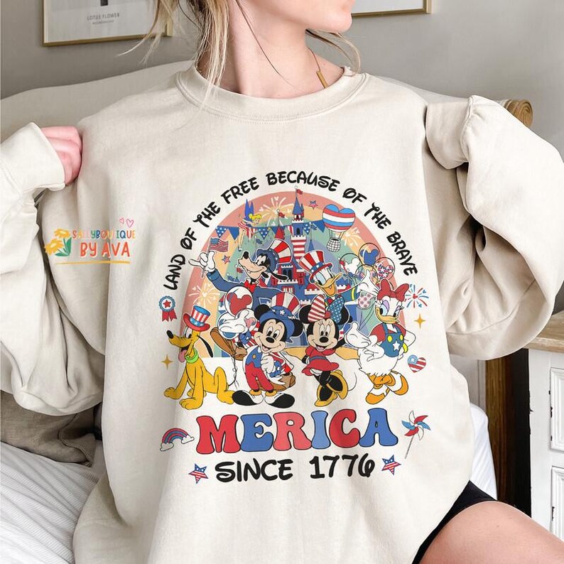 Land Of The Free Because Of The Brave Mickey and friends Happy 4th of July Shirt, Disneyland Patriotic Shirt, Independence Day, 250th Shirt image 5