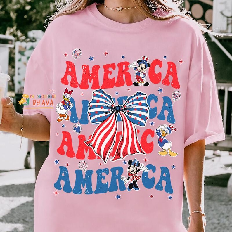 Disneyland Mickey Coquette American 4th Of July Shirt, Disneyland USA Shirt, Mickey and Friend USA Shirt, Patriotic 250 Years Shirts image 6