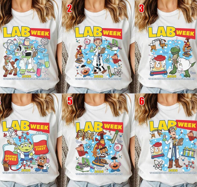Toy Story Lab Week 2026 Matching Shirt, Lab Story Med School Trip, Disney Buzz Woody Laboratory Party, Lab Team, Med Lab Clinical Laboratory afbeelding 1