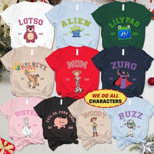 Retro Toy Story Comfort Colors Shirt, Matching Family Disneyland Shirts, Disneyland Group Shirts, Toy Story Woody Buzz Jessie LilyPad Aliens image 1