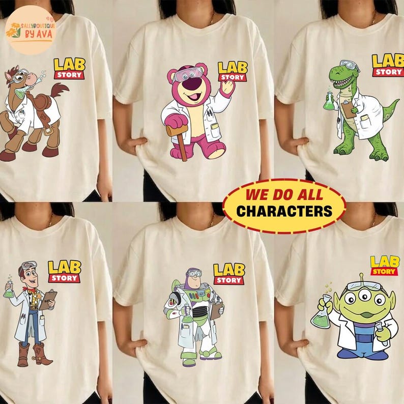 Disneyland Toy Story Lab Week 2026 Shirt, Buzz Lightyear Woody Jessie Bo Peep Lab Story 2026, Lab Team, Med Lab Clinical Laboratory Matching afbeelding 1