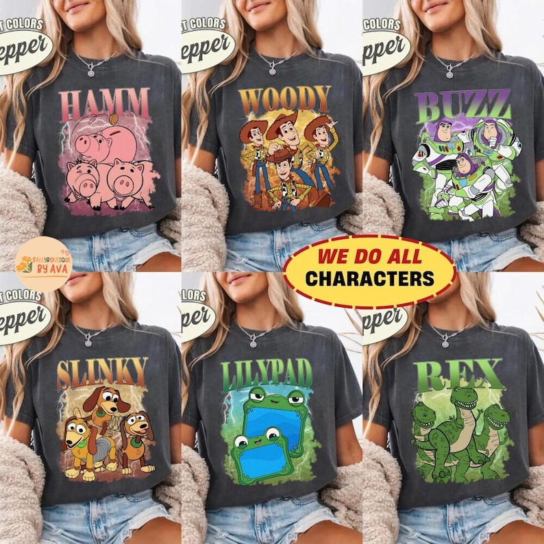 Disneyland Toy Story 5 Characters Bootleg Vintage Shirt, Lilypad Woody Buzz Rex Hamm Tee, Disneylandland Family 2026 Matching Trip Shirt image 2