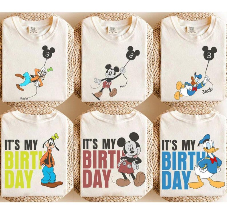 Custom Name Age Disneyland Mickey and Friends With Balloon Shirt, Personalized It's My Birthday Gift, Disneyland Family Matching Shirt 2026 image 1