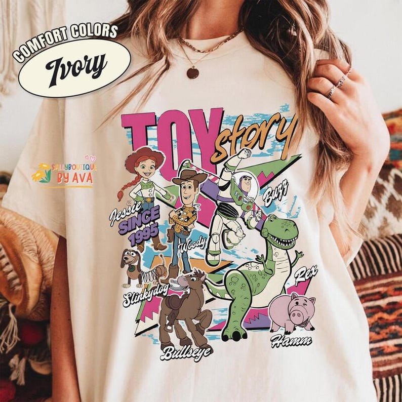 Disneyland Toy Story 1995 Retro Comfort Colors Shirt, Woody Buzz Lightyear Rex Tee, WDW Disneyland Family Vacation 2026 Trip, Pixar Fest image 2