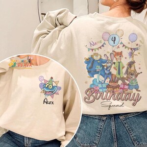 Personalized Name Age Zootopia Birthday Boy Shirt, Disneyland Judy Hopps Nick Wilde Gary De'Snake Birthday Squad Gift, Disneyland Family Tee image 2