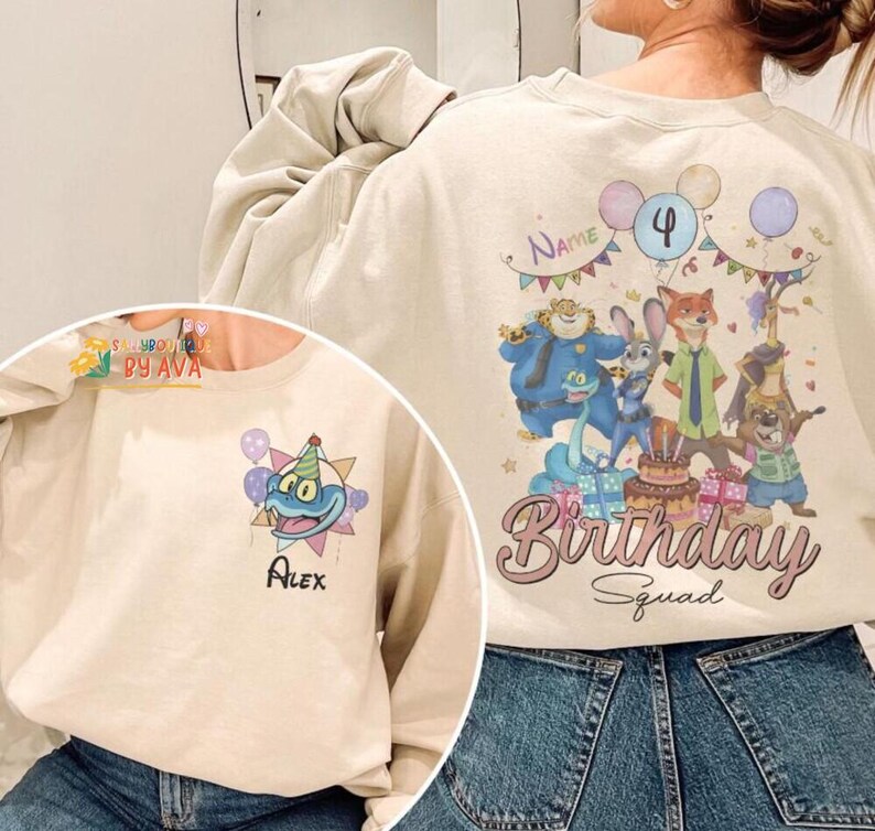 Personalized Name Age Zootopia Birthday Boy Shirt, Disneyland Judy Hopps Nick Wilde Gary De'Snake Birthday Squad Gift, Disneyland Family Tee image 2