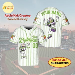 Custom Disneyland Toy Story Collection, Baseball Jersey Team, Toy Story Characters Woody Croptop Jersey, Buzz Jersey, Gift for Kids Him Her image 4