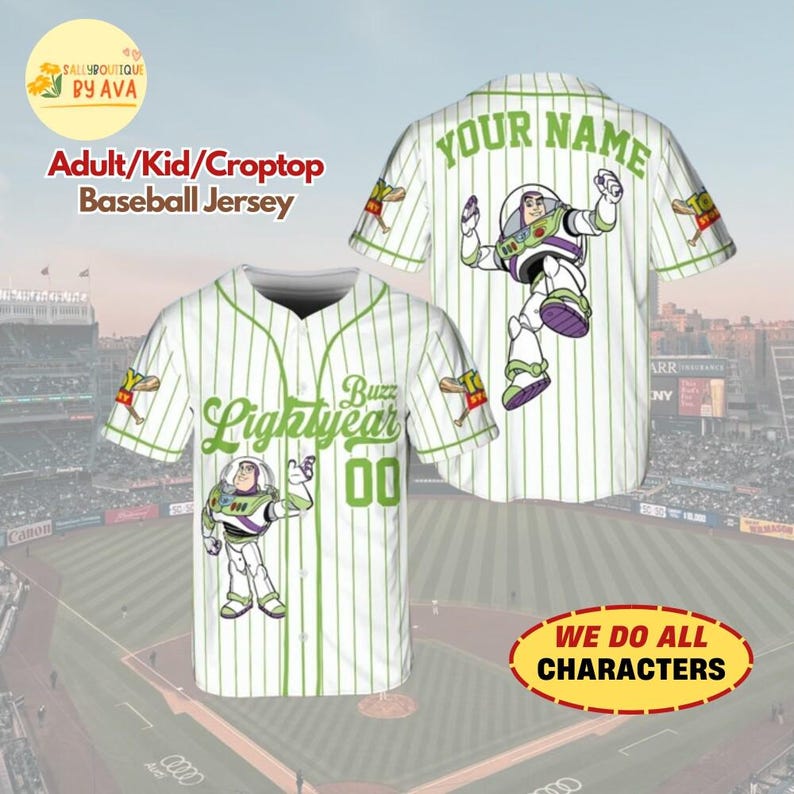 Custom Disneyland Toy Story Collection, Baseball Jersey Team, Toy Story Characters Woody Croptop Jersey, Buzz Jersey, Gift for Kids Him Her image 4