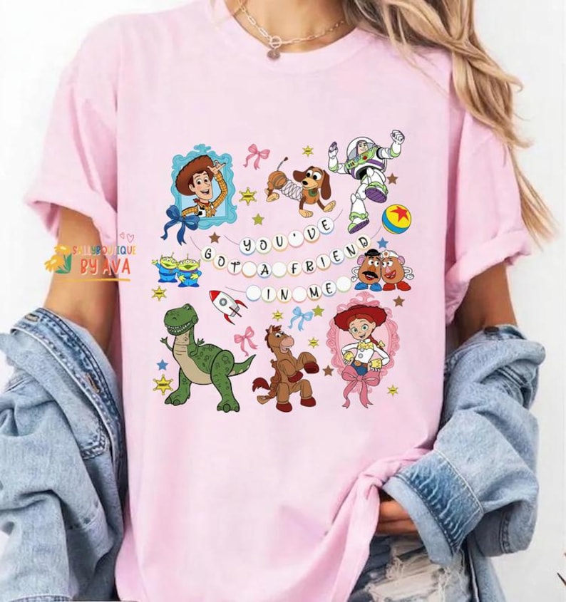 Retro Coquette Disneyland Toy Story You've Got A Friend In Me Shirt, Toy Story Characters Tee, Family Matching Shirt, Disneyland Trip Shirt image 1