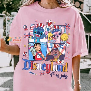 Disneyland Balloons Lilo and Stitch 4th of July Shirt, Lilo and Stitch 4th of July Independence Day Gift, America USA Summer Tshirts Bild 5