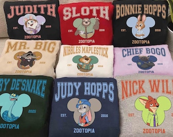 Vintage Zootopia 2 Characters Group Shirts, Judy Hopps Nick Wilde Gary DeSnake Tee, Zootropolis, Disneyland Family 2025 Trip Shirt