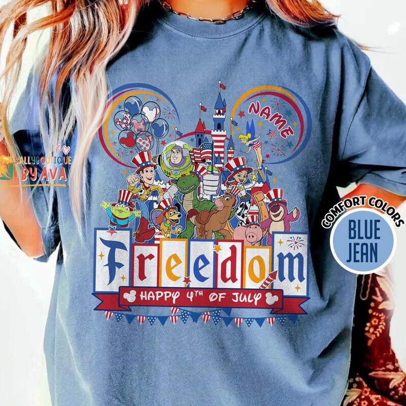 Personalize Toy Story 4th of July Shirt, Disneyland Freedom Patriotic Happy 4th Of July Shirt, 250th Anniversary Shirt, Independence Day Tee 画像 3