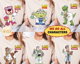Camiseta de la Semana del Laboratorio de Toy Story 2026 de Disneyland, Buzz Lightyear, Woody, Jessie, Bo Peep, Historia del Laboratorio 2026, Equipo de Laboratorio, Laboratorio Clínico de Med Lab