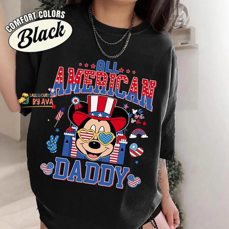 Personalized Mickey and Friends Dad Mom Happy 4th of July Shirt, Disneyland Patriotic 4th Of July Family Matching Tee, 250th Shirt image 3