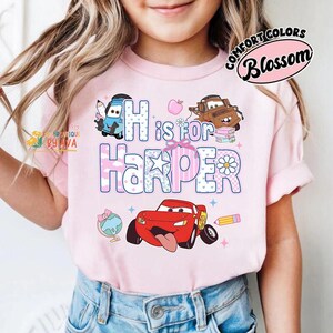 Comfort Custom Name Cars Lightning Mcqueen, First Day of School Shirt, Ready To Crush, Disneyland Back to School Shirt image 2