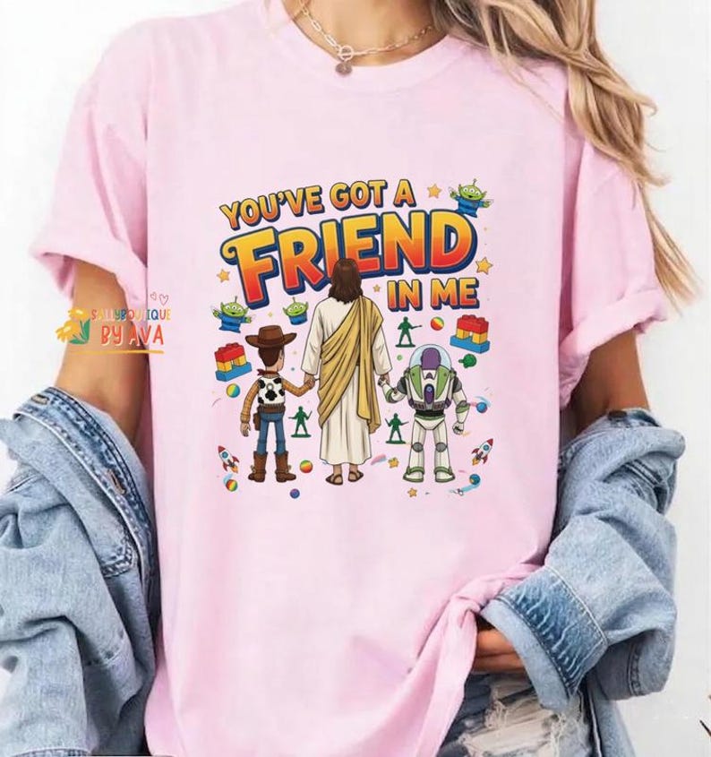 Jesus You've Got A Friend In Me Shirt, Jesus Toy Story T Shirt, Christian Cartoon Shirt, Faith Friendship Shirt, Disneyland Jesus Tee image 4