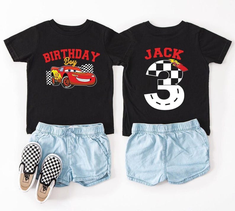 Personalized Disneyland Cars Birthday Shirt, Custom Name Age McQueen Birthday Boy Tee, Pixar Pit Crew, Disneyland Birthday Family Trip image 4