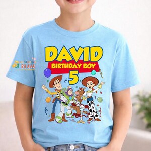 Personalized Toy Story Birthday Shirt, Family Birthday Shirts,Birthday Boygirl Party Shirts, Disneyland Birthday Tri[, Woody Buzz Shirt image 4