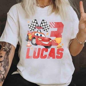 Custom Disneyland Pixar Cars Birthday, Lightning McQueen Sally Birthday Shirt, Personalized Age & Name Shirt, Kids Race Car Birthday Tee bild 4
