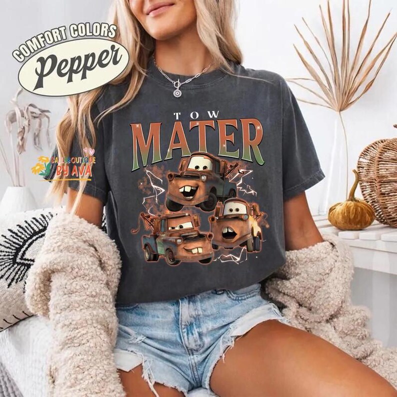 Vintage Bootleg Tow Mater Shirt, Radiator Springs Disneyland Cars Comfort Colors Tee, Disneyland Family Trip 2026 Tees image 2