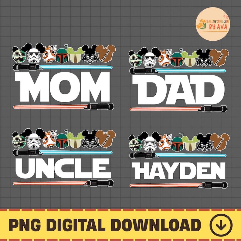 Custom Starwars Mickey Ears Family PNG, Family Birthday Matching PNG, Galaxy's Edge, Disneyland Starwars Family Trip 2026 Digital Download image 1