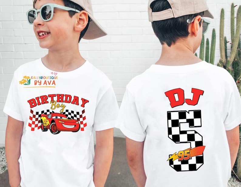 Personalized Disneyland Cars Birthday Shirt, McQueen Birthday Boy Tee, Pixar Pit Crew, Lightning Birthday Family, Racing Car Birthday Trip 画像 3