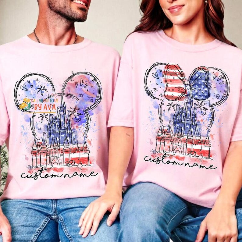 Custom Name 4th of July Shirt Disneyland Castle, Merica Disneyland Shirt, 4th of July Mickey Minnie Shirt, Independence Day, 250th Shirt image 5