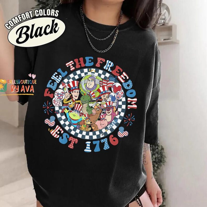 Toy Story Checkered 4th of July shirt, Feel The Freedom, Toy Story USA 250th Anniversary Shirt, Pixar Toy Story 4th of July Shirt 2026 image 3