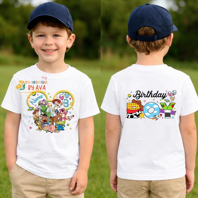 Two-sided Personalized Toy Story Birthday Shirt, Custom Disneyland Toy Story shirt, Toy Story Gift, Family Matching Birthday Shirt Bild 1