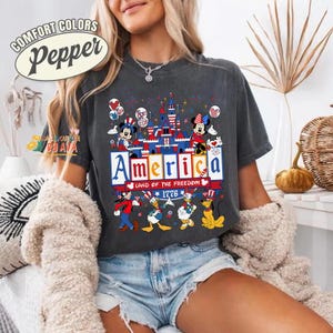 Mickey and Friends Patriotic Disneyland 4th of July Shirt, Disneyland Castle Family America 4th of July, Happy Independence Day, 250th Shirt image 2