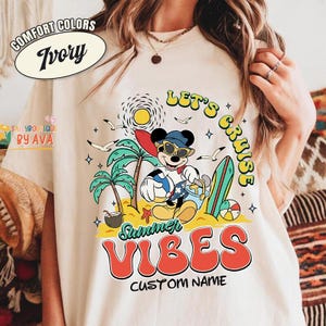 Personalized Mickey and Friends Summer Vibes Disneyland Cruise Shirt, Custom Family Vacation Shirt, Disneyland Family Cruise Matching image 2