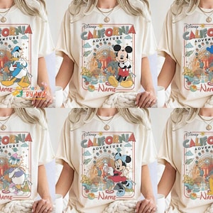 Retro Personalized Disneyland California Adventure Shirt, Mickey & Friends Princess Baymax Toy Story Tee, Family Trip Group Matching Shirts image 2