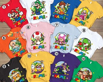 Personalized Super Mario Halloween Costume Shirt, Super Mario Family Matching Shirt, Mario Birthday Squad Shirt, Halloween Party Tee