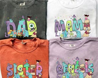 Custom Name Monsters Inc T-shirt, Personalized Disneyland Mike Sulley Boo Matching Tee, Kids Toddler Monsters University Birthday Shirt