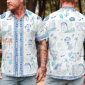 Toy Story Hawaiian Shirt, Lilypad Woody Buzz Jessie Aloha Shirt,Toy Story Button Up Shirt, Summer Beach Outfit, Disneyland Summer Vacation image 2