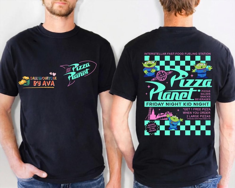 Comfort Colors 2 Sided Pizza Planet Toy Story Aliens Shirt, Aliens Pizza planet Tee, Disneyland Toy Story land Trip Shirt, Pizza lover Tee image 3