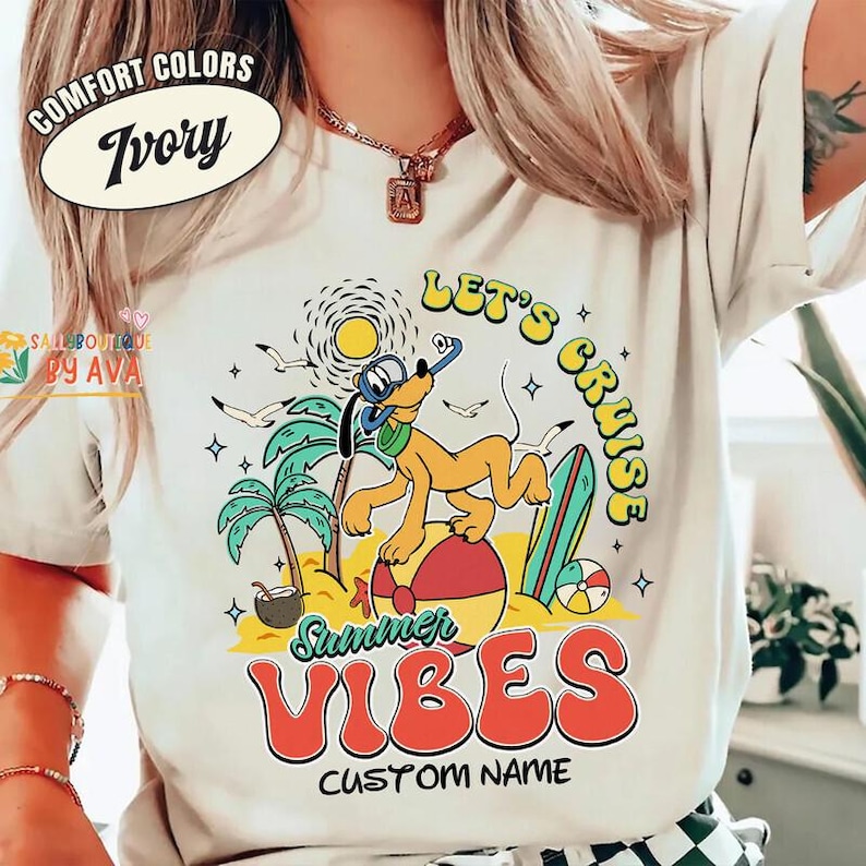 Personalized Mickey and Friends Summer Vibes Disneyland Cruise Shirt, Custom Family Vacation Shirt, Disneyland Family Cruise Matching image 5