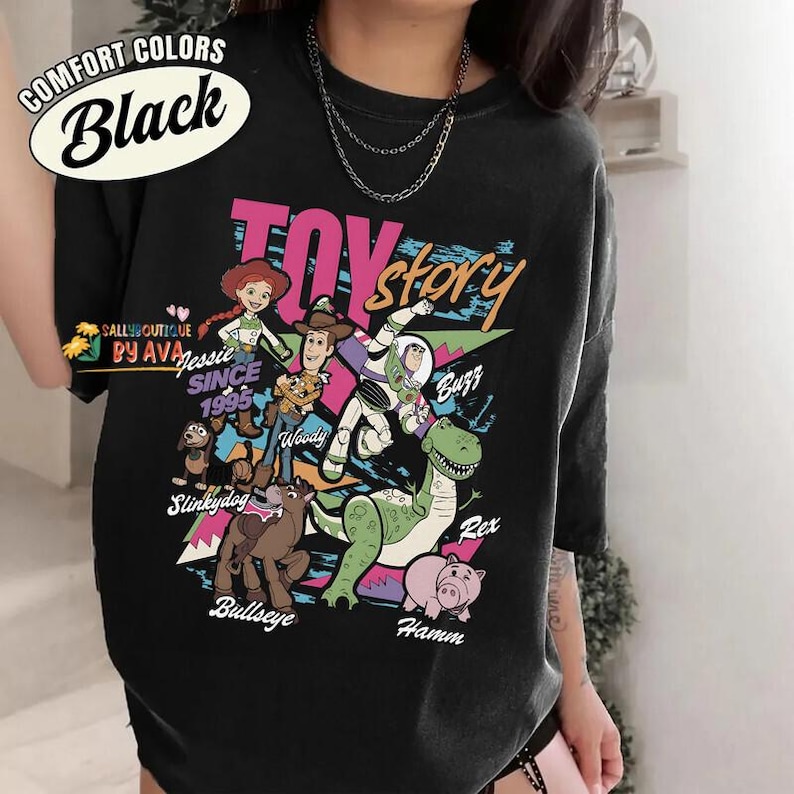Disneyland Toy Story 1995 Retro Comfort Colors Shirt, Woody Buzz Lightyear Rex Tee, WDW Disneyland Family Vacation 2026 Trip, Pixar Fest image 1