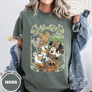 Retro Comfort Colors® Minnie Daisy Safari Leopard Shirt, Animal Kingdom Leopard Besties Tee, Lets Get Wild WDW Matching Family Trip 2026 Te image 3