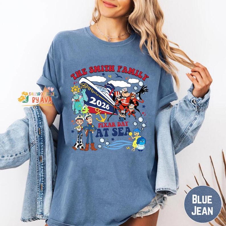 Personalized Disneyland Cruise Line Pixar Day At Sea 2026 Comfort Colors Shirt, Toy Story Monsters Inc Cruise Trip 2026, Disneyland Vacation image 1