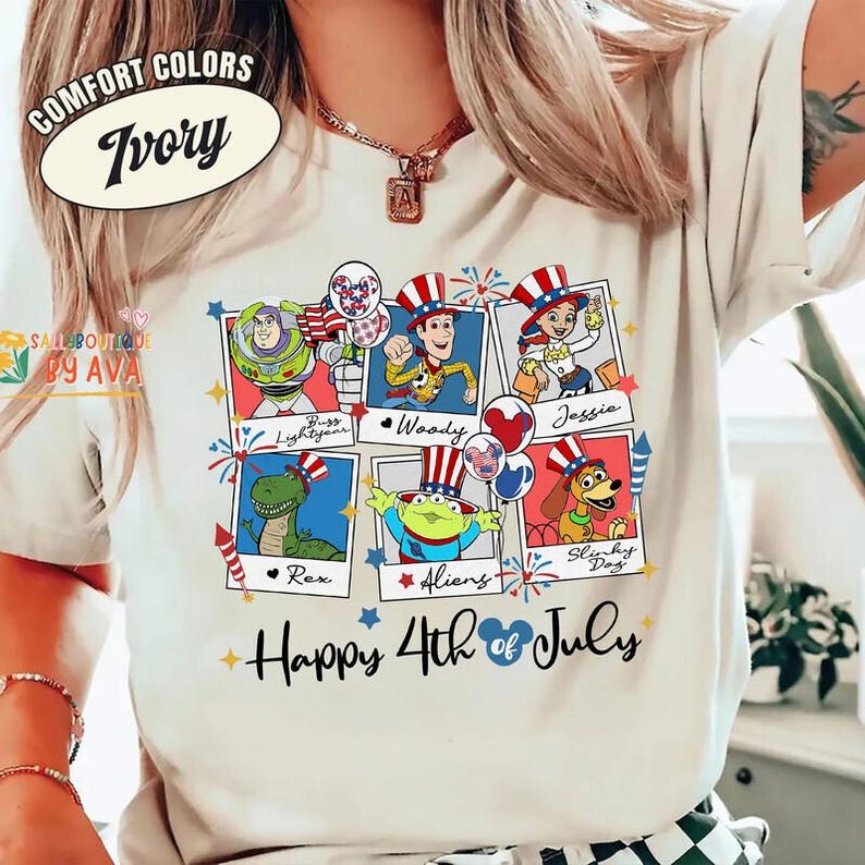 Retro Toy Story 4th of July Shirt, Independence Day America 250 Independence Day Tee, Patriotic Woody Buzz Shirt, July 4th Disneyland Trip image 3