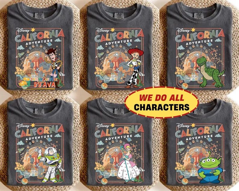 Retro Personalized Disneyland California Adventure Shirt, Mickey & Friends Princess Baymax Toy Story Tee, Family Trip Group Matching Shirts image 1